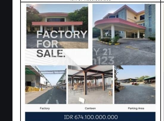 Di Jual Pabrik,Gudang dan Mess Eks Garmen Lokasi di Purwakarta