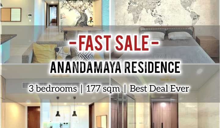 Jual Termurah Apartemen Anandamaya Residence 3 BR 177Sqm, Furnish