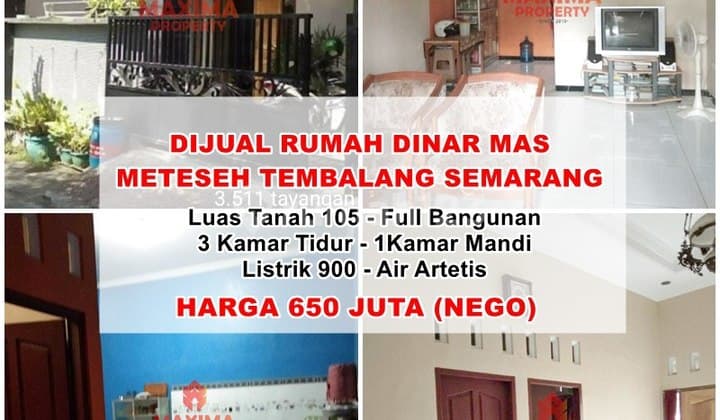 Rumah Siap Huni Bebas Banjir Perum Dinar Mas Meteseh