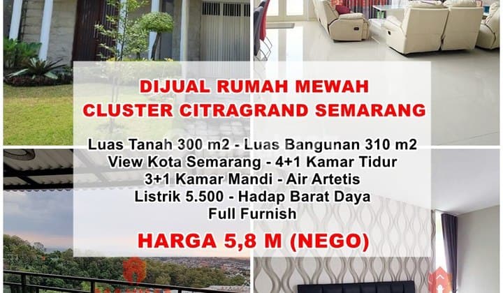 Rumah Mewah 2 Lantai Full Furnish Citra Grand Kedungmundu