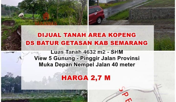 Tanah SHM Lokasi Getasan Kopeng, View 5 Gunung