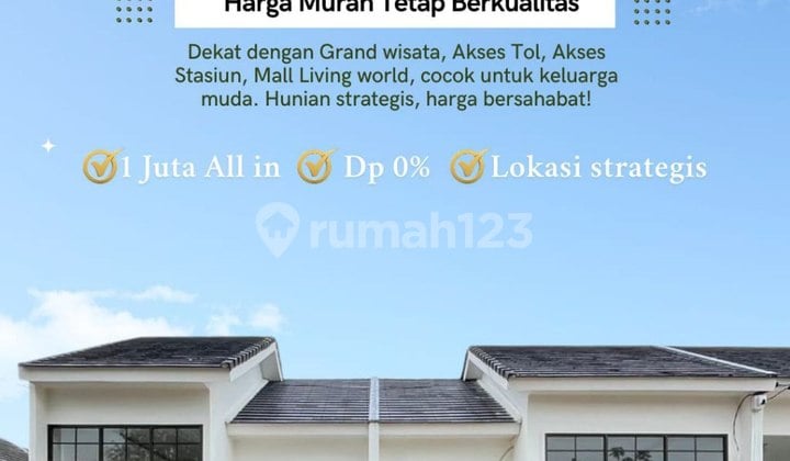 Rumah Syariah Ready Strategis Cuma 5 Menit ke Grand Wisata Bekasi