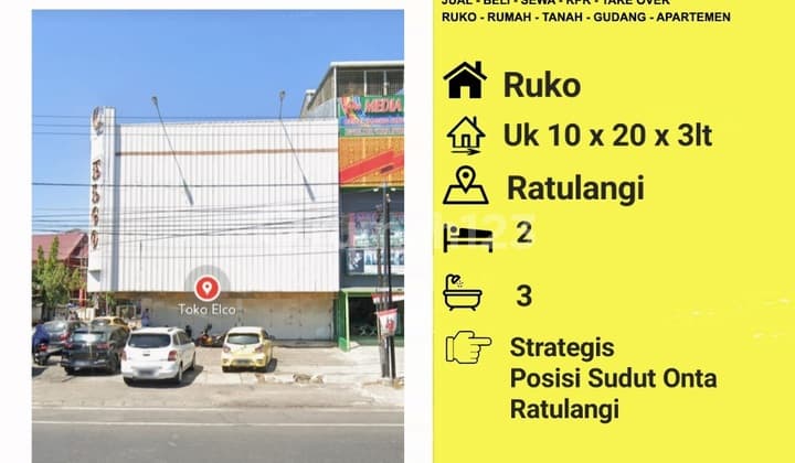 Ruko Sewa Jl. Ratulangi Sudut Onta Lama Makassar