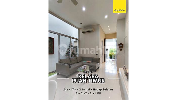 Rumah Kelapa Puan Timur, Kelapa Gading Bangunan Baru 7 Tahun, Full Furnish, Sudah Tinggi Dari Jalan.
