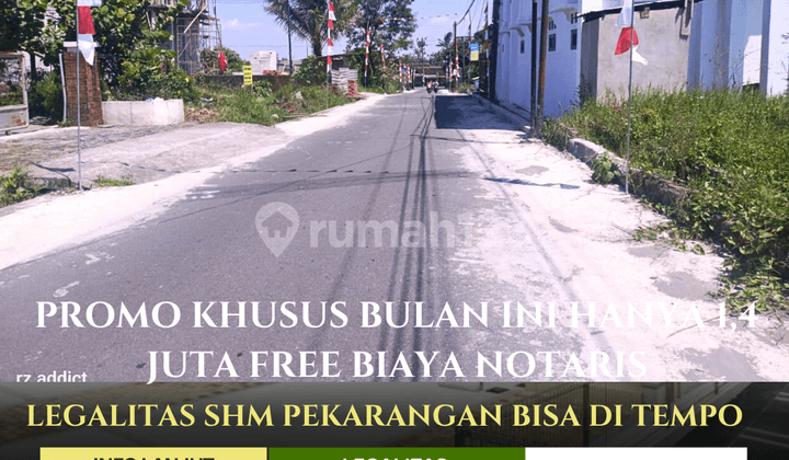 DIJUAL MURAH TANAH PEKARANGAN DI JOGJA UTARA HANYA 1 JUTAAN FREE BIAYA AJB