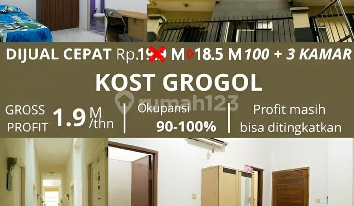 Rumah Kost 100 + 3 Kamar Terisi Penuh Dekat Kampus Trisakti Dan Untar, Grogol, Jakarta Barat.