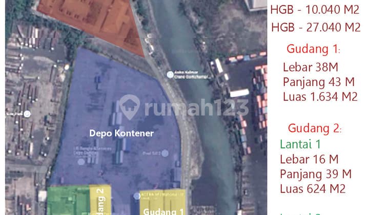 Lahan & Bisnis Usaha Aktif Hotel, Spbu, Depo Container, Gudang Raya Tambak Langon