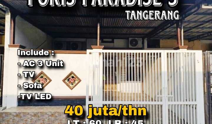 Nego Sewa Rumah Semi-Furnished Poris Paradise 3 - Siap Huni, AC, Sofa, TV, Kitchen Set