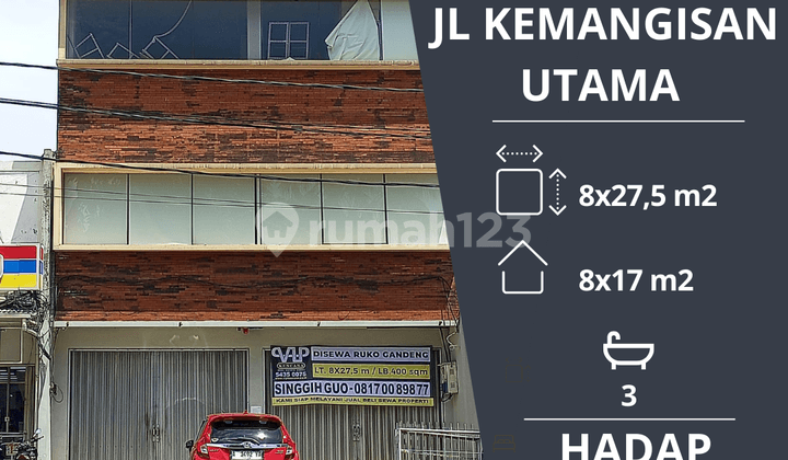 Disewa Ruko Gandeng 3 Lantai di Jalan Kemanggisan Utama bisa Nego
