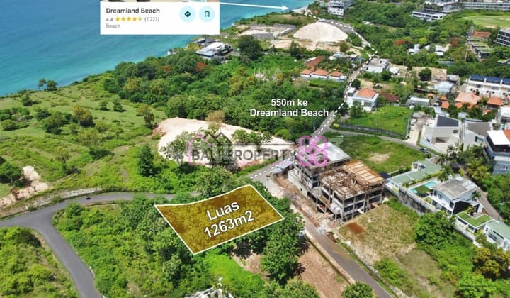 Tanah Ocean View Strategis Dekat Pantai Cemongkak | di Pecatu, Kuta Selatan LT 1263 M2