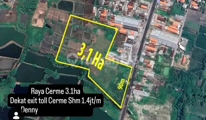 Tanah Industri Jl Raya Cerme Dekat Tol Kota Gresik dan Sby Cocok Utk Pabrik dan Gudang