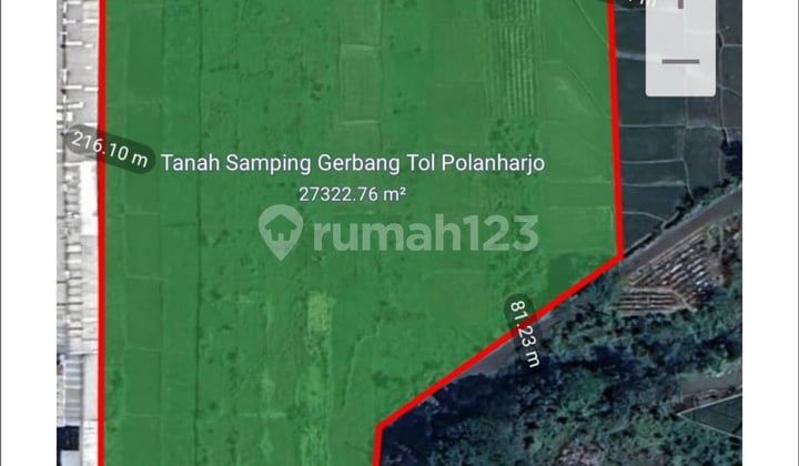 Tanah Industri 2.7Ha di Jalan Nasional dan Sangat Dekat Exit Tol di Kab.klaten Jawa Tengah
