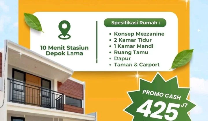 Rumah Baru Modern Minimalis, Cluster One Gate System dengan Cctv, Cipayung, Kota Depok, Legalitas SHM, Tidak Banjir. Ada Ruang Mezzanine Serbaguna dan Balkon. Akses Strategis : - 6 Menit ke Jalan Raya - 9 Menit ke Gdc - 10 Menit ke Stasiun KRL Depok Lama