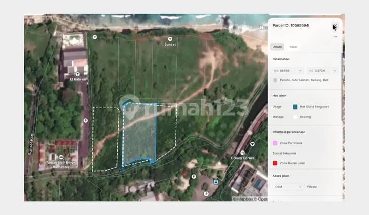 Tanah komersil samping El -karbon view laut di Pecatu