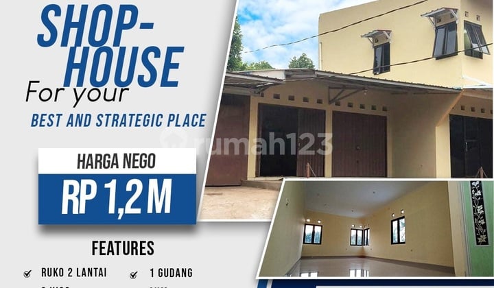 Jual Ruko 2 Lantai berikut kios Pinggir Jalan Raya Dekat Tol