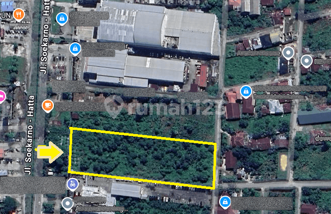 Dijual Tanah Luas di Jalan Soekarno Hatta