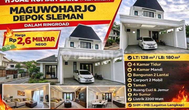 Rumah Baru Mewah Full Furnish - Dalam Ringroad!4 Kt + 4 Km | 2 Lantai | Maguwoharjo Depok Sleman