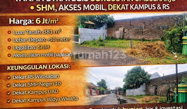 :Fire: Tanah Investasi Strategis Ring Kota Jogja - Siap Naik Nilai :Fire: