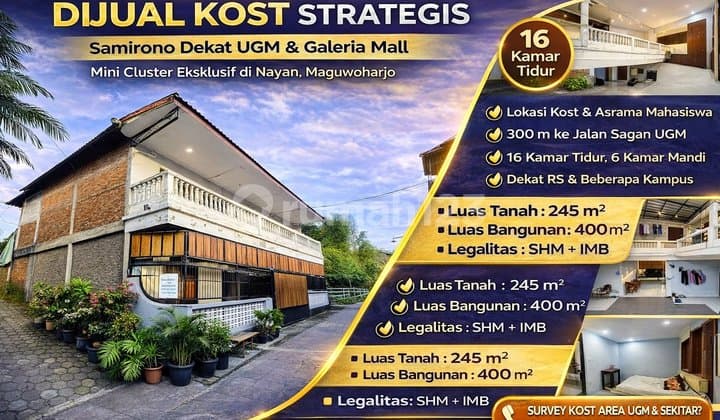 Kost 16 Kamar Dekat Ugm Uny Sagan SHM IMB Harga Murah