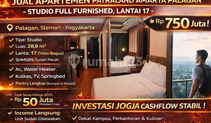 Jual Apartemen Patraland Amarta Palagan - Studio Full Furnished, Lantai 17