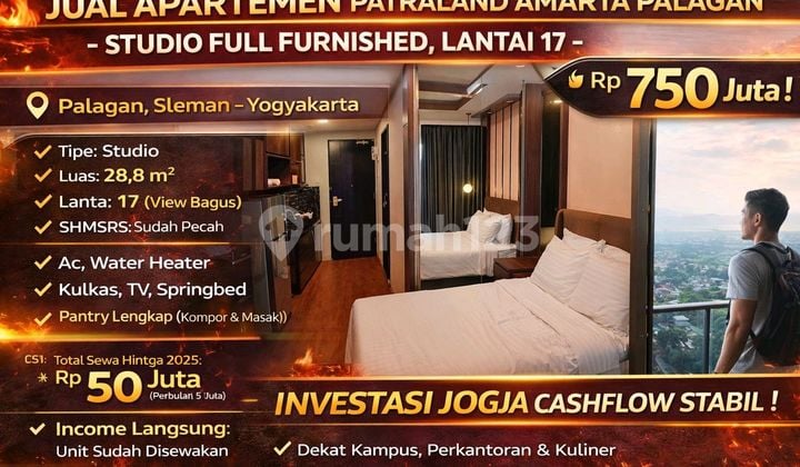 Jual Apartemen Patraland Amarta Palagan - Studio Full Furnished, Lantai 17