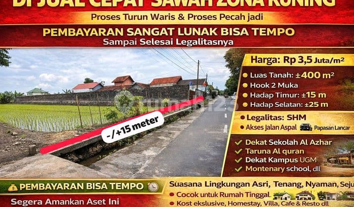 Dijual Cepat Sawah Zona Kuning - Kaliurang Km 8Hook 2 Muka | Pembayaran bisa Tempo | Lokasi Premium Dekat Ugm