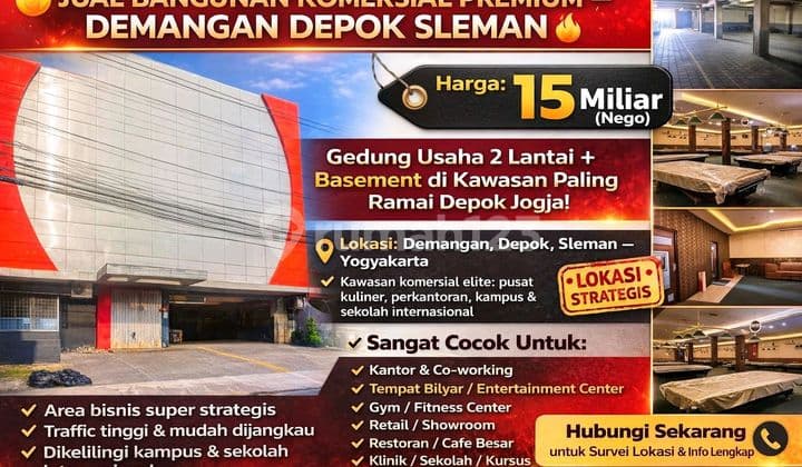 Jual Bangunan Komersial di Demangan Depok Sleman Jogja - Gedung Usaha 2 Lantai + Basement