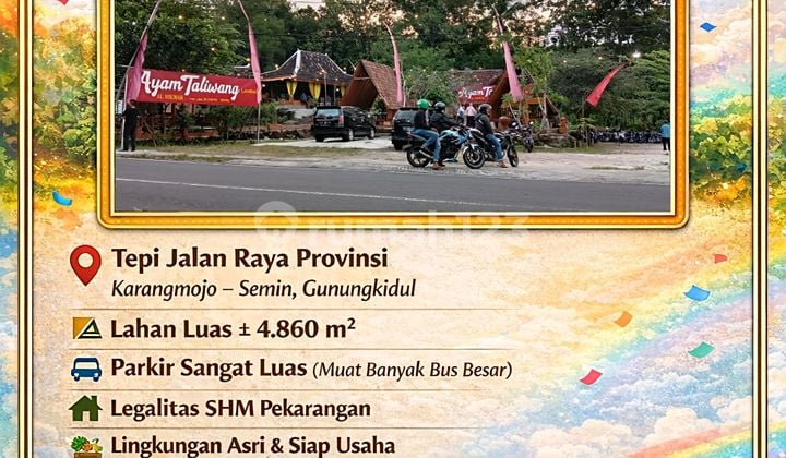 Lahan Usaha Strategis 4.860 M² Tepi Jalan Provinsi Gunungkidul