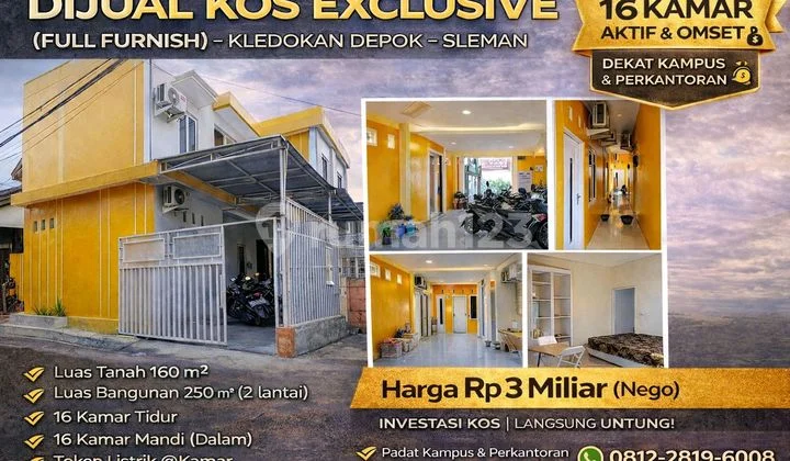 Dijual Kos Exclusive 16 Kamar - Kledokan Depok - Full Furnish Dijual Kos Exclusive 16 Kamar - Kledokan Depok - Full Furnish