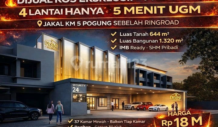 Jual Kos Eksklusif 4 Lantai Dekat Ugm Jogja - 37 Kamar, SHM, Ring Road