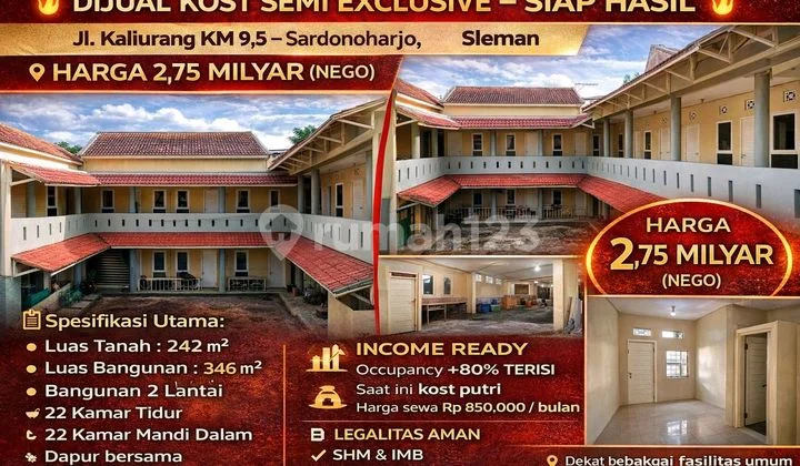 Semi-Exclusive Boarding House 22 Rooms - Income Ready 80% | Jl. Kaliurang Km 9.5, Sleman Semi-Exclusive Boarding House 22 Rooms - Income Ready 80% | Jl. Kaliurang Km 9.5, Sleman