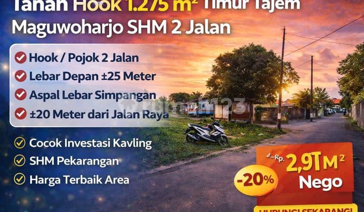 Tanah Hook 1.275 M² Timur Tajem Maguwoharjo SHM 2 Jalan