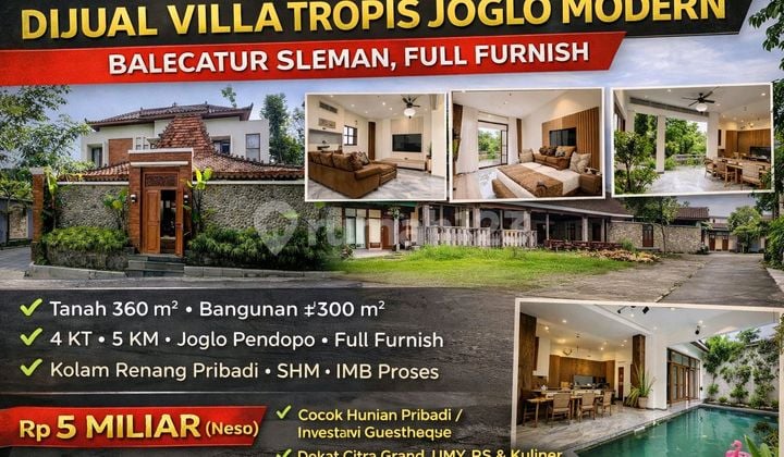 Dijual Villa Tropis Joglo Modern - Balecatur Sleman, Full Furnish