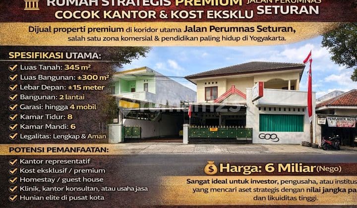 ️ Rumah Strategis Premium Jalan Perumnas Seturan | Cocok Kantor & Kost Eksklusif