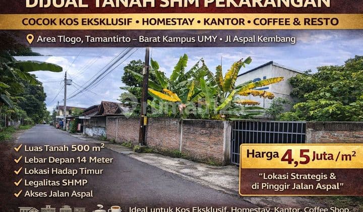 Investor Masuk! Tanah Komersial 500 M² Tepi Jalan Aspal - Barat Umy