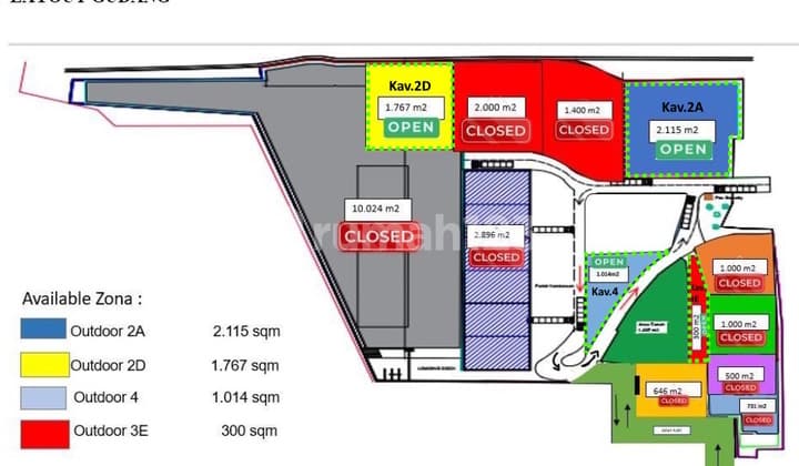 Sewa 4 Lahan Usaha Rest Area KM19B Tol Jakarta-Cikampek