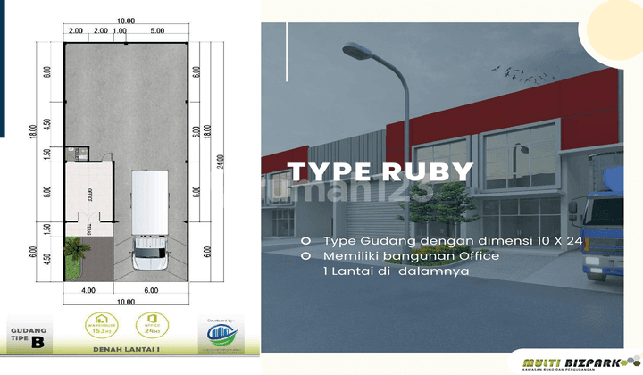 New Ruby Type Warehouse for Sale Including Office, Very Strategic Location in Bekasi