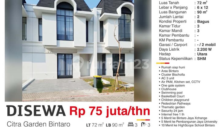 Disewa Rumah 2 Lantai Citra Garden Bintaro Jakarta Selatan Bagus Siap Huni yoy