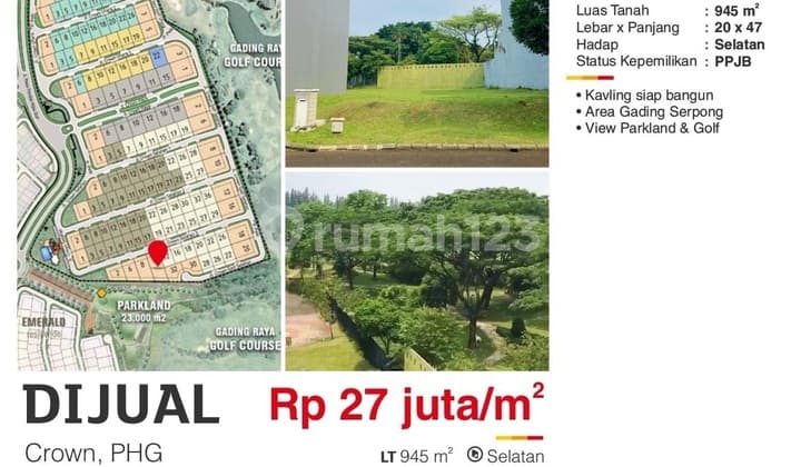 For Sale Ready-to-Build Lot in Crown Cluster Pondok Hijau Golf Gading S