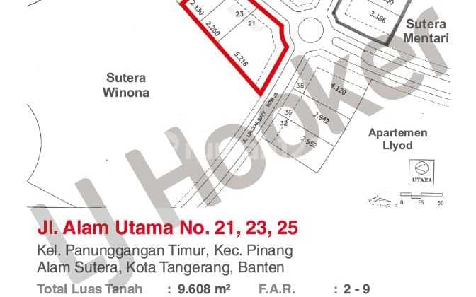 Dijual Kavling Hoek Komersial Alam Sutera Tangerang Sun