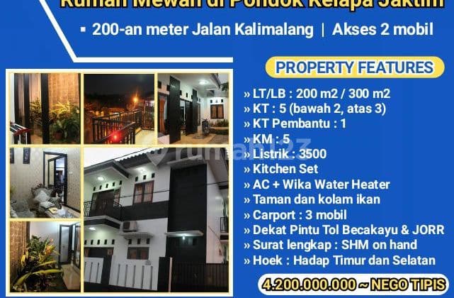 Rumah Mewah di Hoek Cuma 200-An Meter Dari Jalan Utama Kalimalang