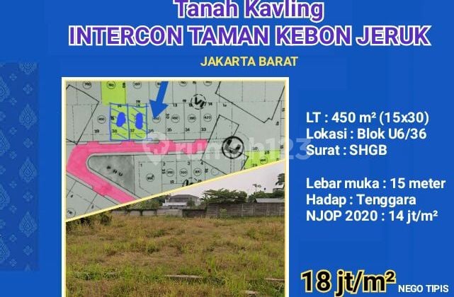 Tanah Kavling Dalam Perumahan Mewah : Taman Kebon Jeruk Intercon