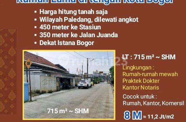 Hitung Tanah Saja 715 M2. Rumah Dekat Istana Bogor Strategis