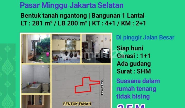Rumah Jalan Salihara Pasar Minggu Jaksel. Bentuk Tanah Ngantong