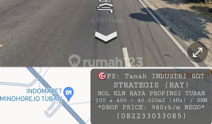 FS: Tanah 4Ha jln raya pantura Tuban, strategis, sgt murah hanya 980rb/m masih nego