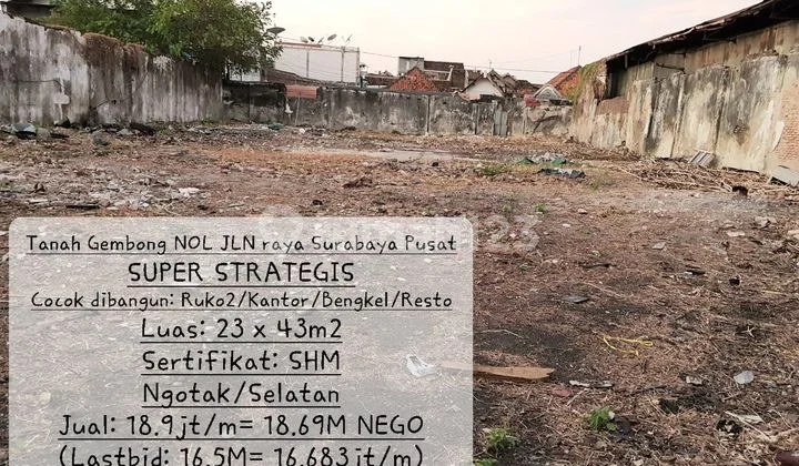 FS: Tanah gembong strategis nol jalan raya, shm, cocok unt gudang/office FS: Tanah gembong strategis nol jalan raya, shm, cocok unt gudang/office