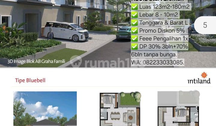 SALE: GRAHA FAMILY TERBARU, LIMITED UNIT, KAVLING 2.6Man / RUMAH 2Lt 4Man BAGUS!