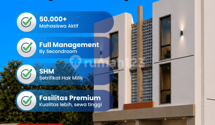 Dijual Rumah Kost 3 Lantai 6 Kamar Full Furnished bisa Jalan Kaki ke Kampus Unpad Dekat Apartemen Taman Melati