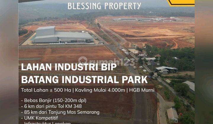 Dijual Tanah Industri Siap Bangun Batang Industri Park