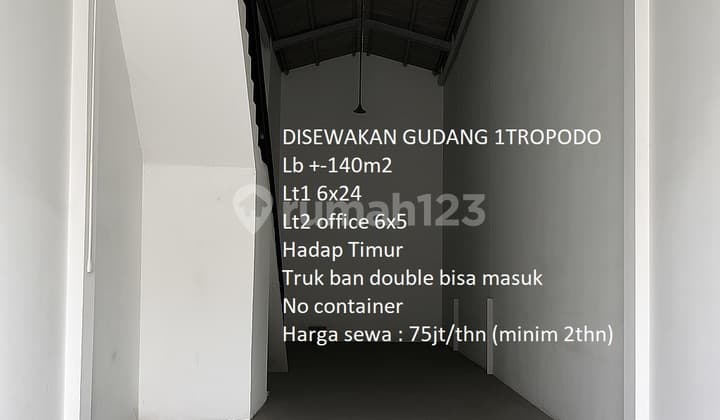 DISEWAKAN GUDANG KECIL TROPODO SIDOARJO SURABAYA